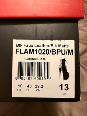 Pleaser FLAM1020 Black Faux Leather / Black Matte Heels